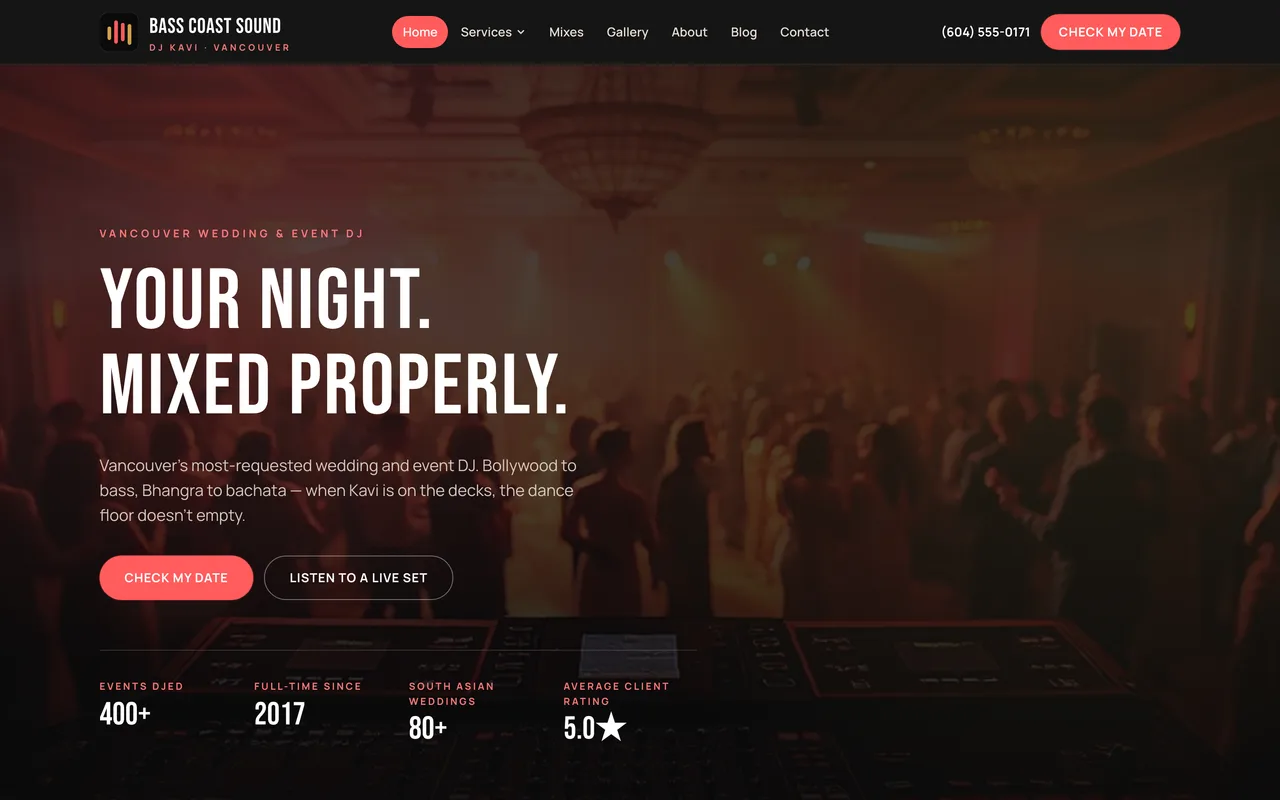 Bass Coast Sound event DJ website homepage built by SnowMark Digital